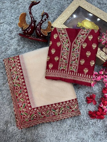 NEW Designer Bollywood Saree Partywear Indian Pakistani Wedding Sari - Picture 14 of 14