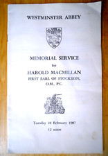 MEMORIAL SERVICE - HAROLD MACMILLAN Westminster Abbey 10 February 1987  SUPERMAC