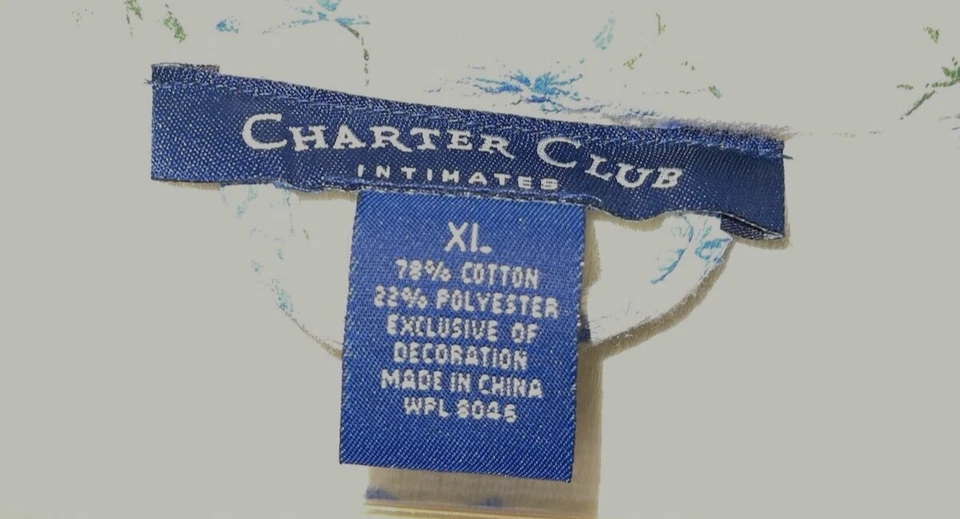 Bata Charter Club Intimates talla XL para mujer amarillo pálido azul flores Foto 2 de 4