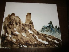 Original Watercolor by Peg Humphreys, Abstract Mountain Silhouette & 13.5" x 11"