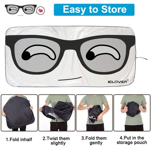 Cartoon Eyes Car Auto SUV Windshield Sun Shade Visor Front Window Shield Cover - Foto 7 di 9