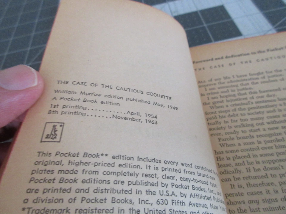 PERRY MASON The Case of the Cautious Coquette Pocket paperback 1963 Foto 4 de 4