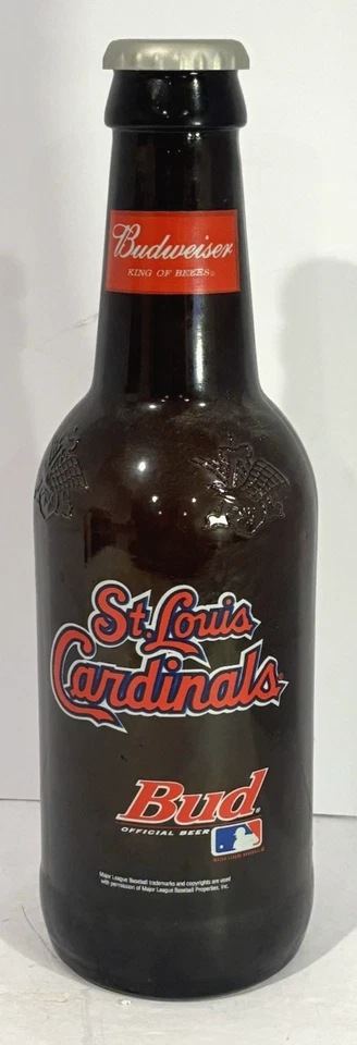 Antiga Budweiser St Louis Cardinals garrafa de cerveja grande 15" de altura vidro em relevo vazio - Imagem 2 de 4