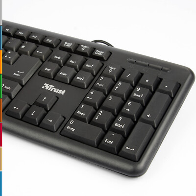 TRUST PC Tastatur kabelgebunden QWERTZ Nummernblock USB spritzwassergeschützt!