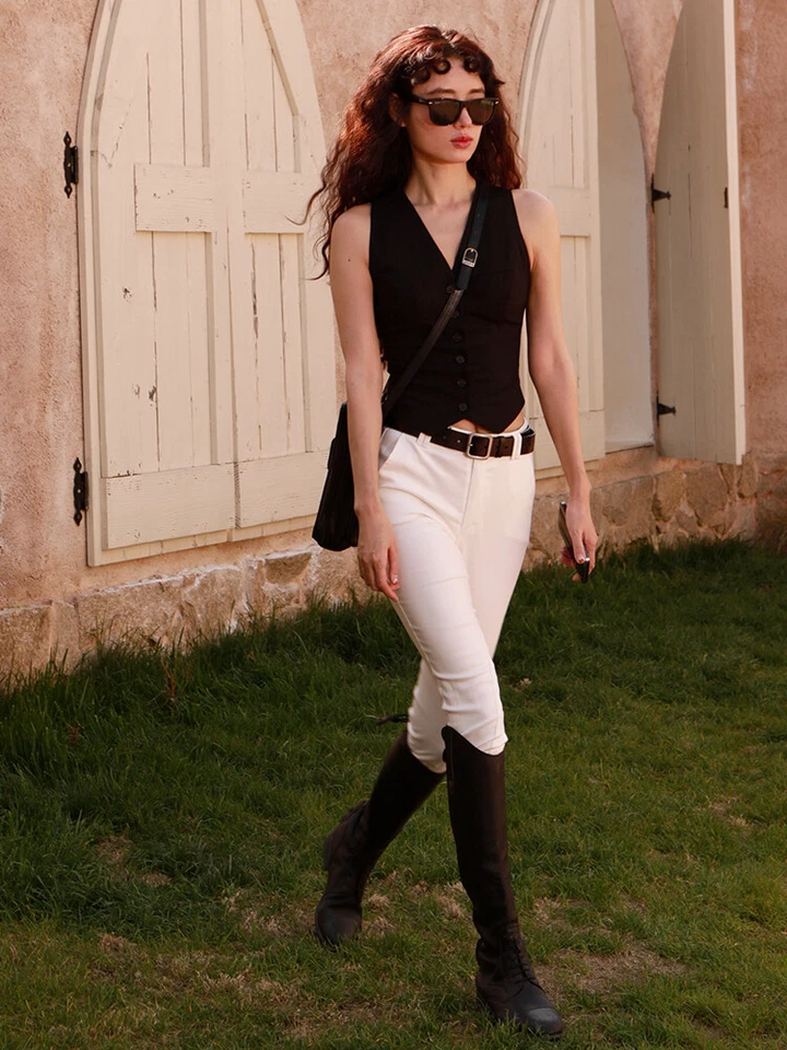 Summer Thin Pure Linen French Style Womens Sleeveless V Neck Vest Waistcoat Slim - Image 2 of 4