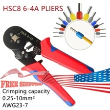 Self Adjusting Ratcheting Ferrule Crimper Plier HSC8 6-4A 0.25-6mm2 AWG23-10 US