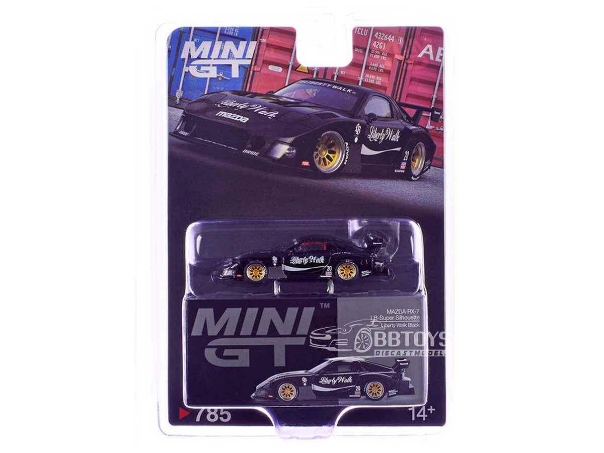 MAZDA RX-7 LB-SUPER SILHOUETTE #20 LBWK BLACK 1/64 DIECAST BY MINI