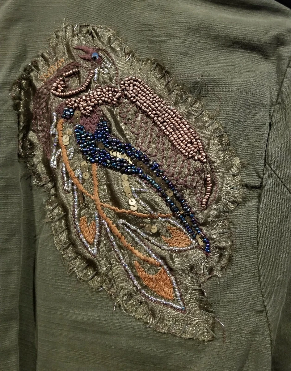 Khaki jacket 2025 with embroidery