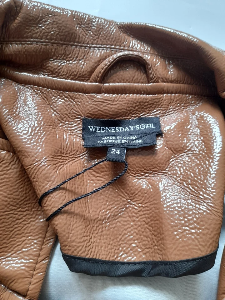 Brown L M PVC coat Wet Look Shiny New Tags Trench - Image 3 of 4