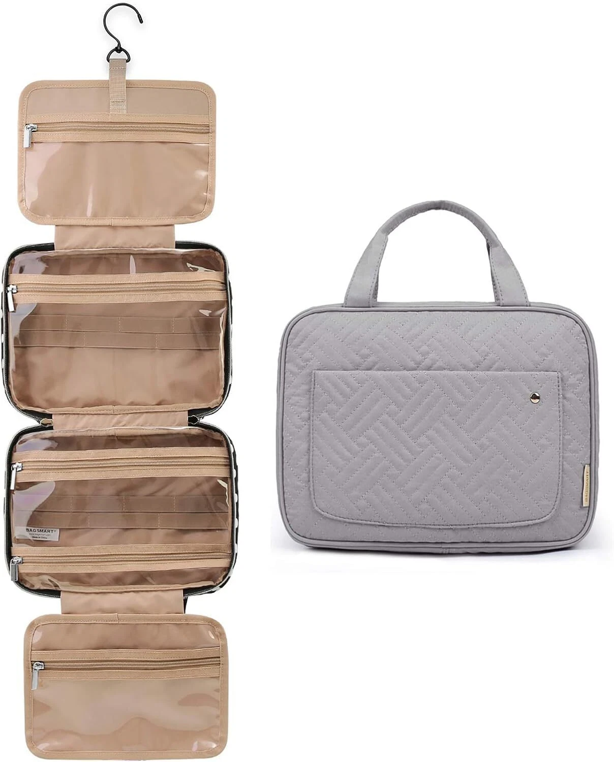 BAGSMART Toiletry Bag Travel Bag with Hanging Hook Water-resistant Makeup Cos...