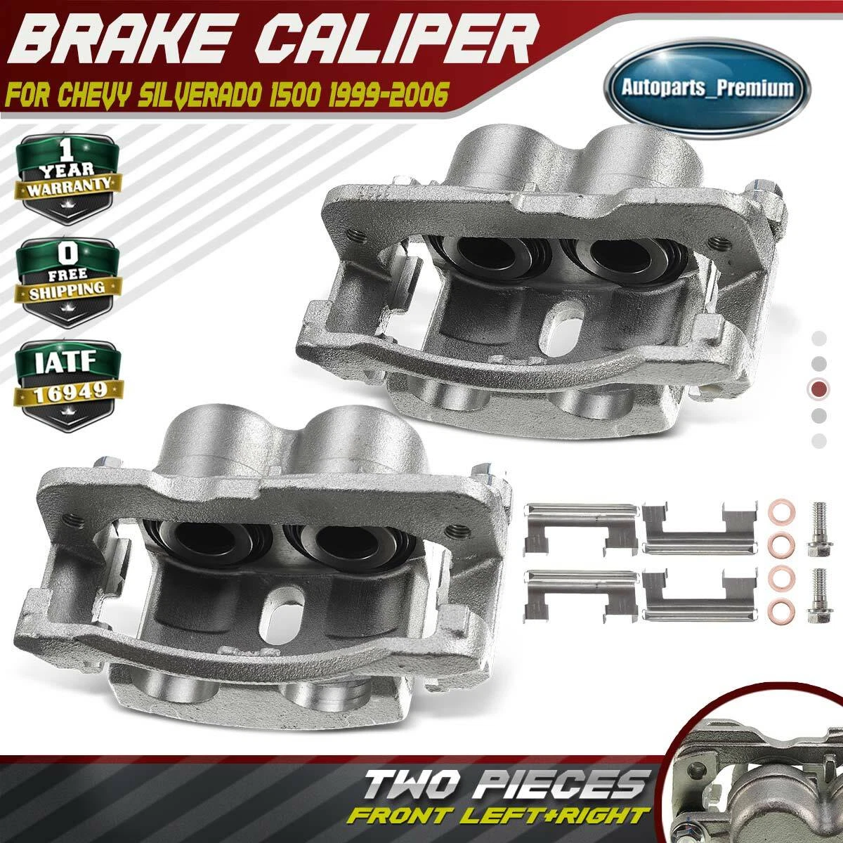 2Pcs Front Brake Caliper with Bracket
