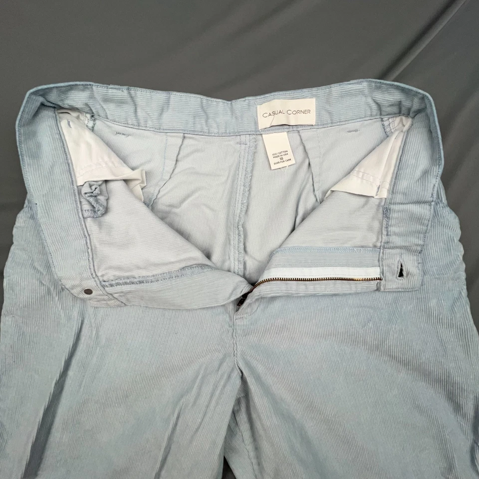 VTG Casual Corner Corduroy Pants Women 10 High Rise Tapered Light Blue USA Made - Image 4 of 4