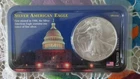2000 US Silver Eagle Dollar Coin in Littleton Holder, .999 Silver