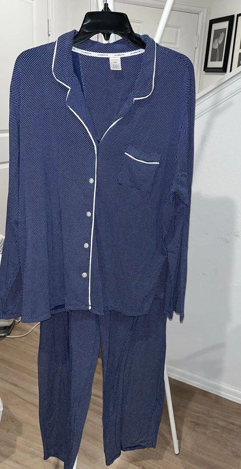 Liz Claiborne 2 изделия полиэстер спандекс lounge носить брюки комплект PJ Sz XXL синий - Изображение 2 из 4