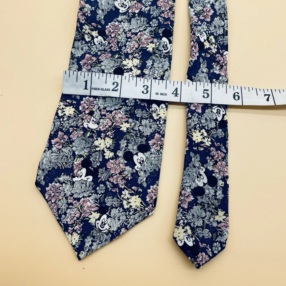 Corbata - Corbata Disney Mickey Flowers 100% Seda - Hecha en Italia Mickey Mouse Foto 4 de 4