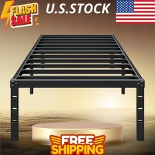 18" Twin Bed Frame, Metal Platform, Heavy Duty, Black