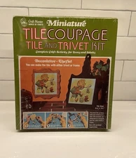 VTG 1973 Craft Master Miniature Tile Coupage Tile Trivet Kit Bubbles Girl 70s 2