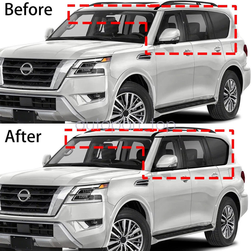 Cubierta moldeada de tira de ventanas negra brillante para Nissan Armada/Patrol 2017-2024 Foto 4 de 4