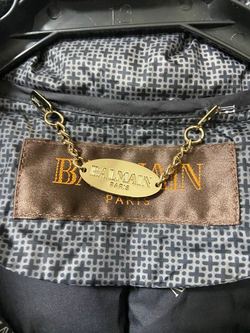 BALMAIN Gray Patterned Long Down Jacket with Wais… - image 3