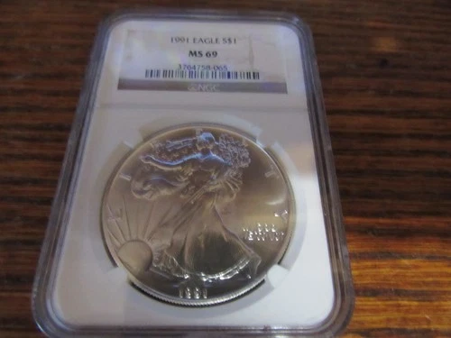 1991 1 OZ. SILVER EAGLE NGC MS 69