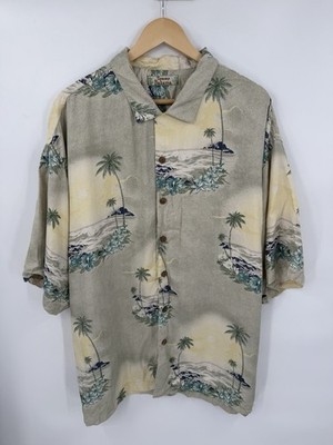 Tommy Bahama Shirt Men s XXL Button Up Hawaiian 100% Silk Vacation Beach