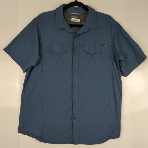 Columbia Shirt Mens Medium Blue Fishing Omni-Shade Vented Outdoor Short Sleeve