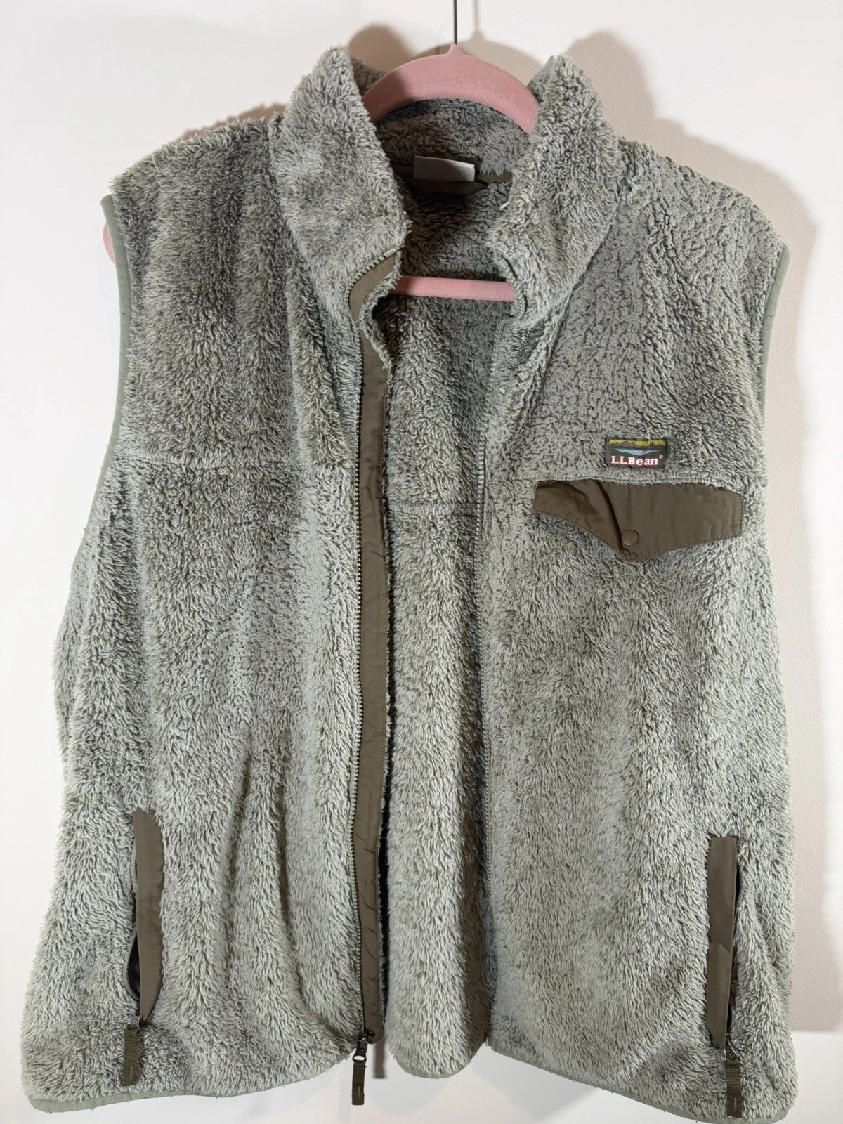 L.L.Bean Sherpa Fleece Vest Men’s Full Zip Gray Outdoor Hiking Layer