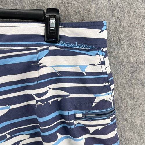 Vineyard Vines Haie Print gestreift blau weiß Bade Boardshorts Herren Größe 38 - Bild 9 von 12