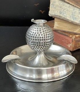 Rare Herbst & Wassall Sterling Silver Golf Ball Cigar Ash Tray Lighter American
