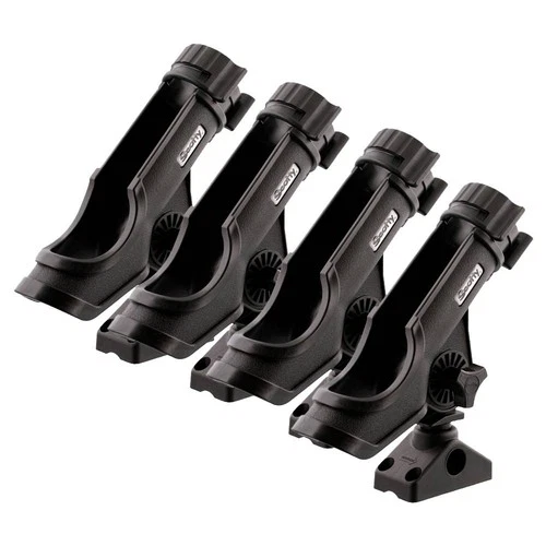 Scotty 230-BK-QUAD Powerlock Fishing Rod Holder w/Side Deck Mount, 4-Pack, Black