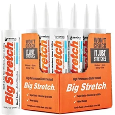 Sashco 10016 Big Stretch Caulk 10.5oz Cartridge, White, 12 Pack
