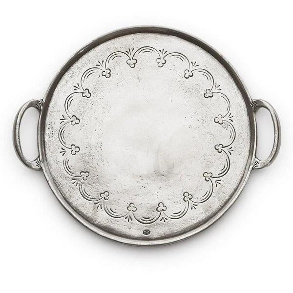 Bandeja redonda de peltre vintage Arte Italica con asas 9" Foto 3 de 3