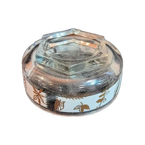 VTG MCM Gold Leaf Glass Candy Dish Enameled Libbey Golden Leaves G. Reeves 4.5" - Picture 5 of 6