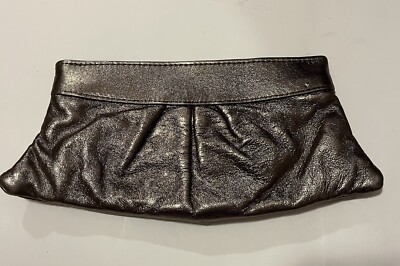 Lauren Merkin Clutch Handbag Leather, Inverted Pleat, Silver Metallic ...