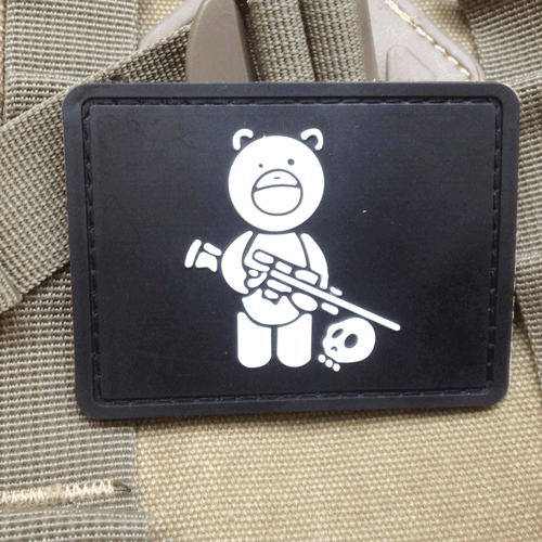 3D PVC BLACK BEAR SNIPER HUNTER USA ARMY TACTICAL HOOK LOOP PATCH BADGE DARK - Picture 2 of 6