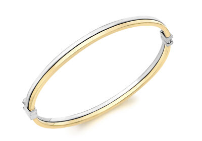 Armreif 9 kt 2 Farben Gold Doppelröhre