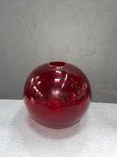Silvestri mouth Blown Ruby Glass Round Orb vase 5.5" x 6"