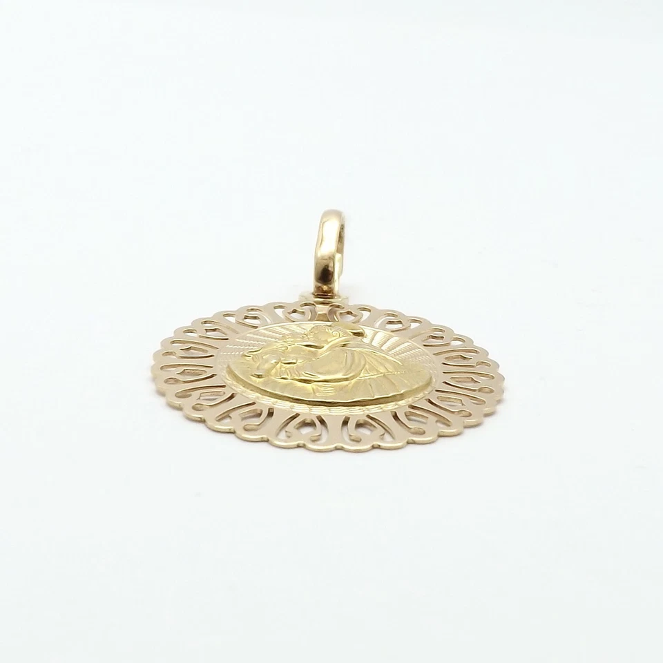 Solid 18k Gold St Saint Anthony Medal Charm Pendant Lattice Edge Italy 750 New - Image 4 of 4