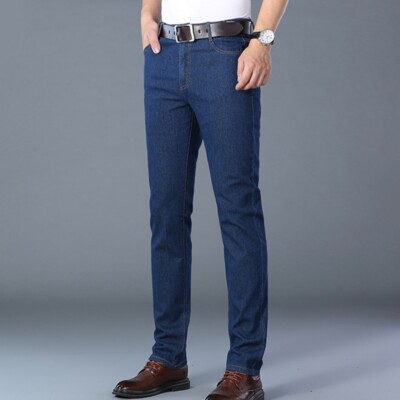 Men Formal Jeans Denim Pants Trousers Bottoms Zip Up Pocket