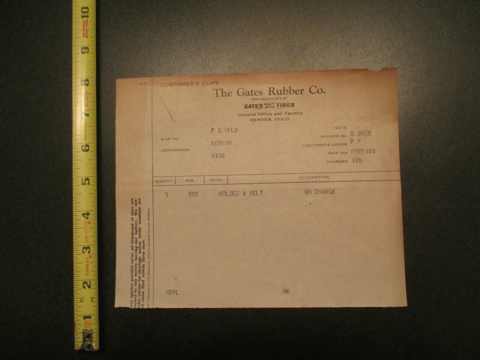 Gates Rubber Co Gates Tires Denver Colorado CO 1921 Letterhead 339 eBay