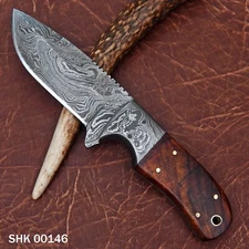 CUSTOM HANDMADE FULL TANG BUSHCRAFT DAMASCUS SKINNING KNIFE