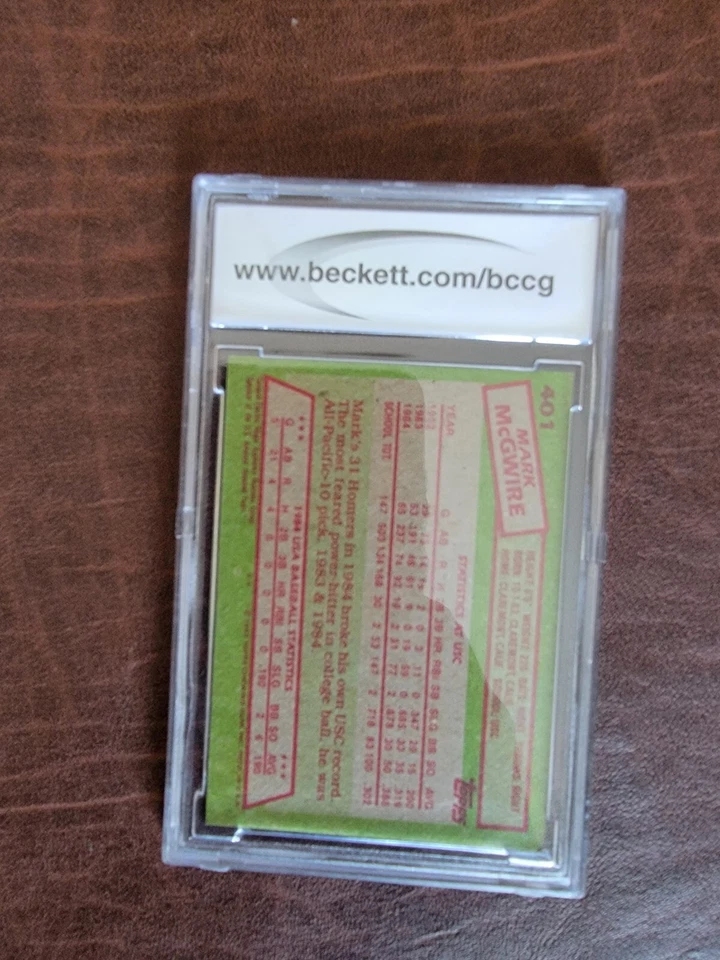 Topps Mark McGwire Olympic 1984 #401 graduado BCCG 10 hermoso y centrado  Foto 2 de 2
