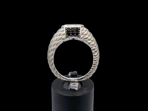Judith Ripka Ring 925 Sterling Silver Onyx & Black Spinel Textured Band Size 8 - 第 5/18 張圖片