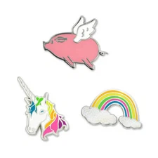 PinMart's Over the Rainbow Flying Pig and Unicorn Cute Enamel Lapel Pin Set