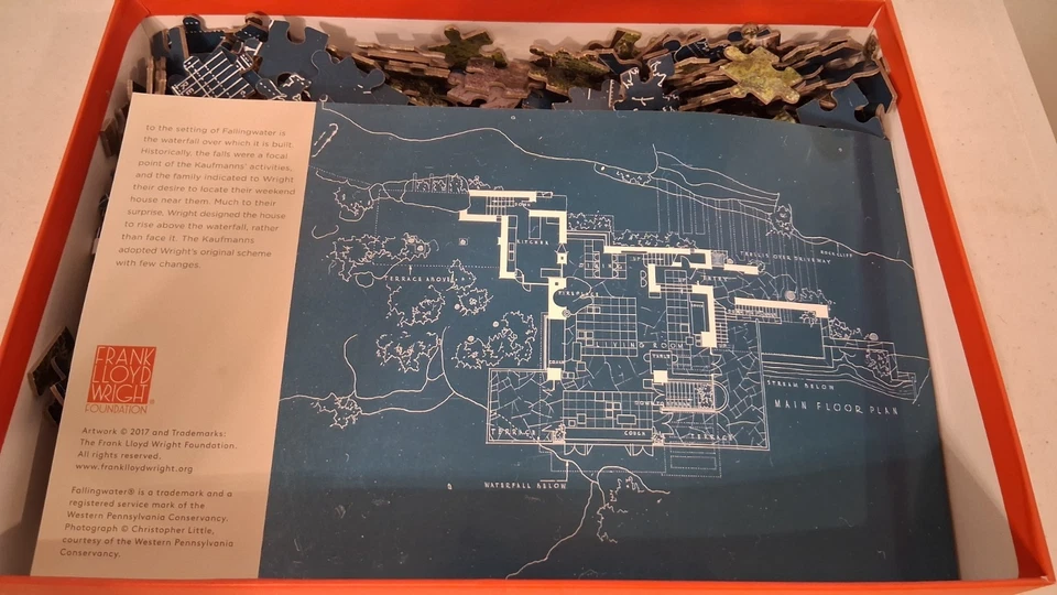 Frank Lloyd Wright Fallingwater 2-in-1 Double Sided Jigsaw Puzzle 500 Pieces - Image 4 of 4