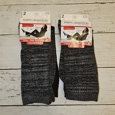 Cuddl Duds Socks Women 4-10 Black Gray Crew Warm Essentials Plushfill Super Soft