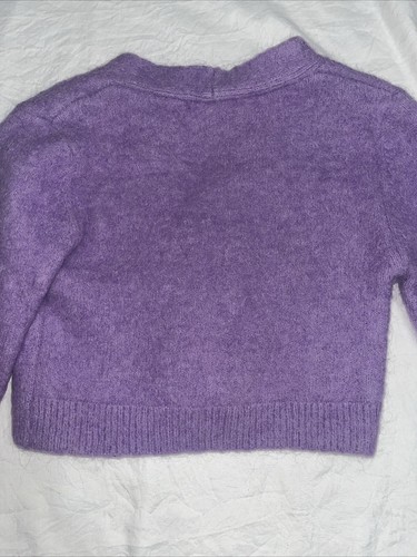 Zara Girls Lavender Cardigan Medium Alpaca Wool - Picture 4 of 4