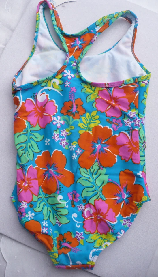 Traje de baño Rugged Bear para niñas de una pieza espalda de corredor naranja azul traje de baño Foto 3 de 3