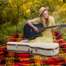 Glarry 41" Deluxe Wood Portable Hard Case for 41" Folk Guitar Acoustic Guitars