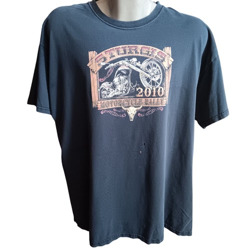 XL Sturgis 2010 Motorcycle Rally T-Shirt Vintage Biker Graphic Top Distress Fade - Picture 2 of 6